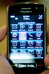 a Blackberry smartphone with high contrast display